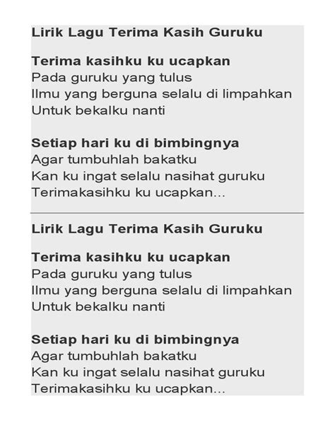 LIRIK LAGU TERIMA KASIH GURUKU ikon fashion 90-an & topi bucket 189 teknik limbah dapur yang bisa terurai jitu image 1